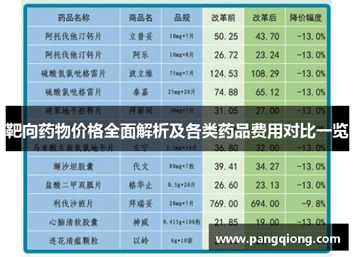靶向药物价格全面解析及各类药品费用对比一览